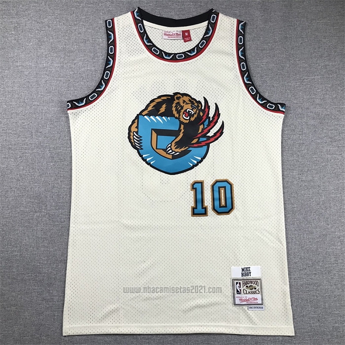 Camiseta Memphis Grizzlies Mike Bibby #10 Mitchell & Ness Chainstitch Crema